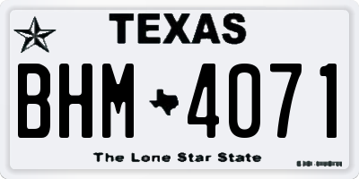 TX license plate BHM4071