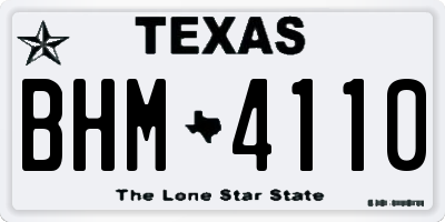TX license plate BHM4110