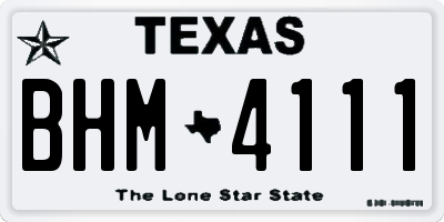 TX license plate BHM4111