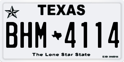TX license plate BHM4114