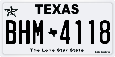 TX license plate BHM4118