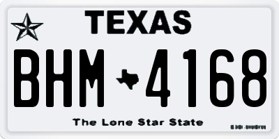 TX license plate BHM4168