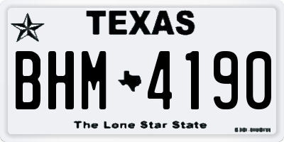 TX license plate BHM4190