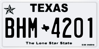 TX license plate BHM4201