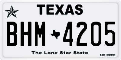 TX license plate BHM4205
