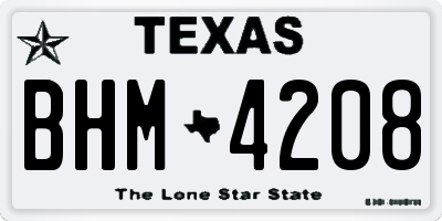 TX license plate BHM4208