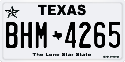 TX license plate BHM4265