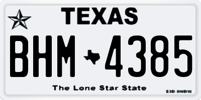 TX license plate BHM4385