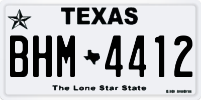 TX license plate BHM4412