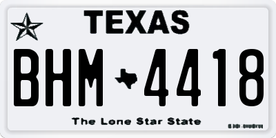 TX license plate BHM4418