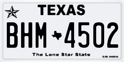 TX license plate BHM4502