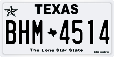 TX license plate BHM4514