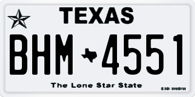 TX license plate BHM4551
