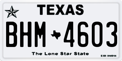 TX license plate BHM4603