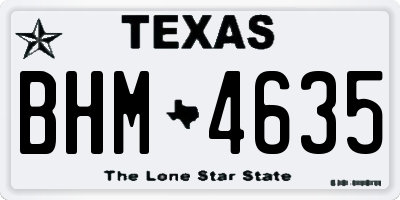 TX license plate BHM4635