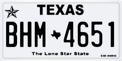 TX license plate BHM4651