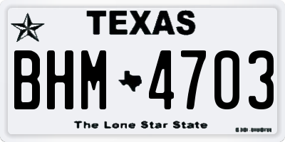 TX license plate BHM4703
