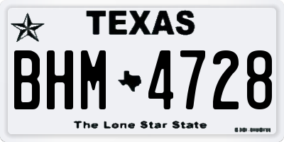 TX license plate BHM4728