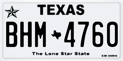 TX license plate BHM4760