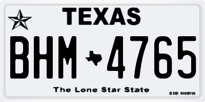 TX license plate BHM4765