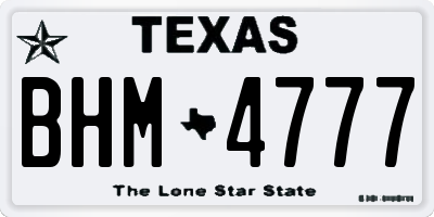 TX license plate BHM4777