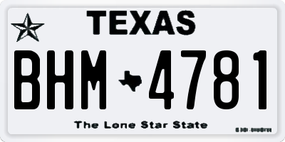 TX license plate BHM4781