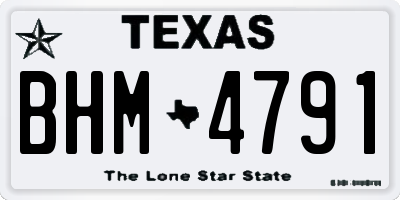 TX license plate BHM4791