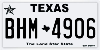 TX license plate BHM4906