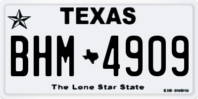 TX license plate BHM4909