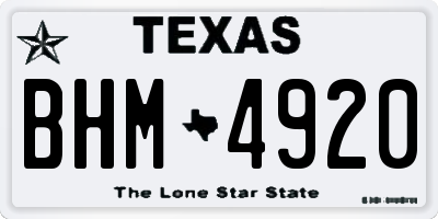 TX license plate BHM4920