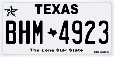 TX license plate BHM4923