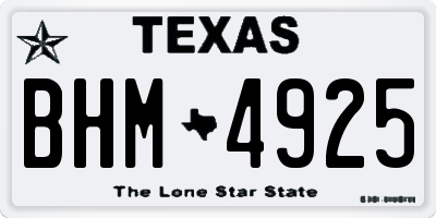 TX license plate BHM4925