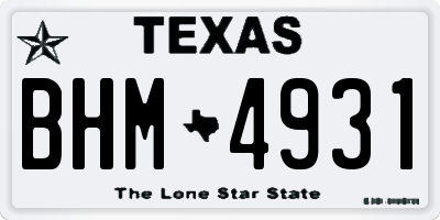 TX license plate BHM4931