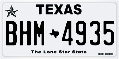 TX license plate BHM4935