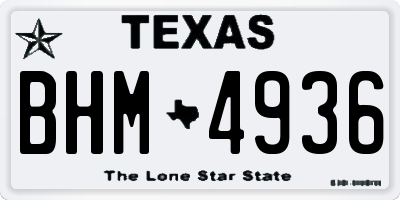 TX license plate BHM4936