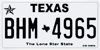 TX license plate BHM4965