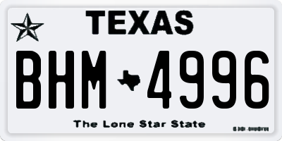 TX license plate BHM4996