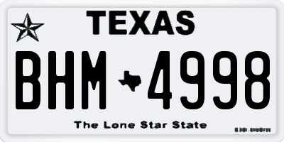 TX license plate BHM4998
