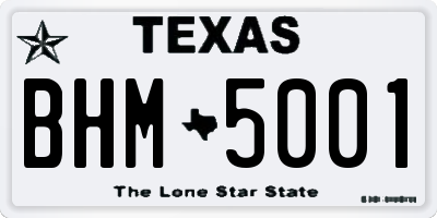 TX license plate BHM5001