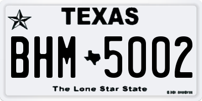 TX license plate BHM5002