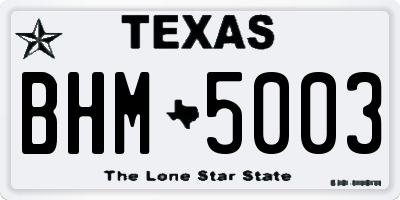 TX license plate BHM5003