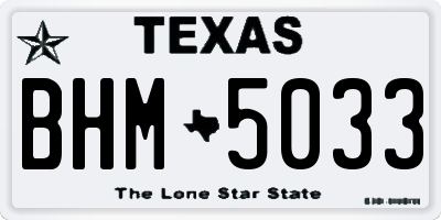 TX license plate BHM5033