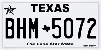 TX license plate BHM5072