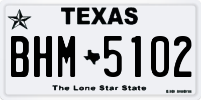 TX license plate BHM5102