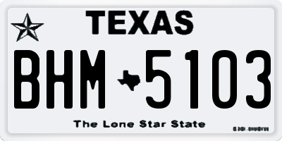 TX license plate BHM5103