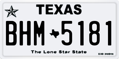 TX license plate BHM5181
