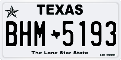 TX license plate BHM5193