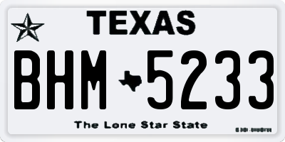TX license plate BHM5233