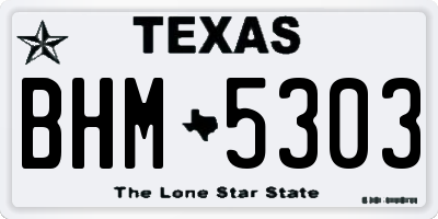 TX license plate BHM5303