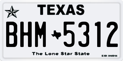 TX license plate BHM5312